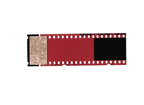 Photography illustration of a USB flash drive on white with a filmstrip border and vintage color texture