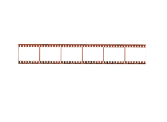 Isolated blank filmstrip border illustration with photo frames and reel