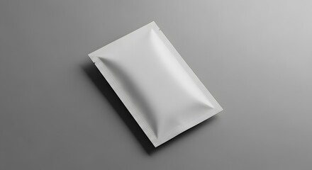Blank white sachet packet on a gray background mockup for branding