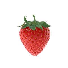 Single ripe red strawberry isolated on black background