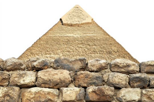 Pyramid view with stacked stone layers
