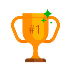 Gold Trophy with Number One Celebrating Achievement, Winning, Success, and Championship