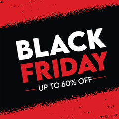 BLACK FRIDAY SIGN SPECIAL OFFER SALE , MODERN SALES DISCOUNT BANNERS , Black Friday sale sticker, label or badge. Discount Sixty Percent 60% off