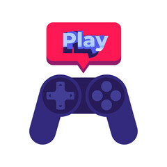 Gaming controller icon with 'Play' text bubble A vibrant graphic for video game concepts