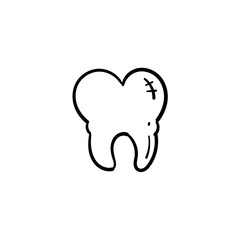 Hand-drawn Illustration of a Tooth with Cavity. Perfect for Dental Health Concepts