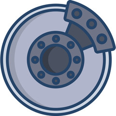 Car Brake Disc With Caliper In Gray Blue And Dark Blue Colors With Transparent Background