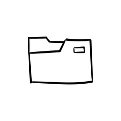 Simple hand-drawn outline of a file folder icon, ideal for documents, data, and organization