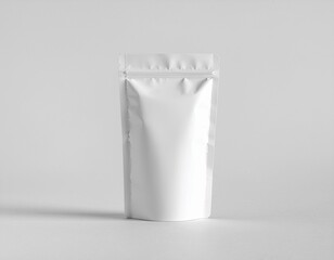 White Stand-Up Pouch Packaging Mockup on Minimal Background