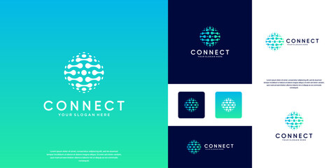 Modern connection logo, digital system services, electrical network, vector design illustration.