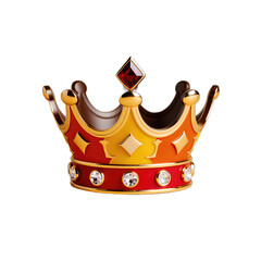 Regal Gold Crown with Red Gemstones and Diamonds