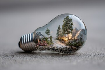 Light Bulb with a Miniature Landscape
