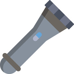 Close Up of A Gray And Silver Flashlight With A Blue Button Isolated On White Background