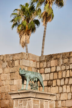 Capitoline wolf bronze sculpture in Merida, Badajoz. Extremadura, Spain