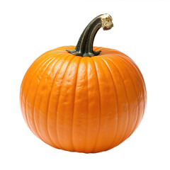Obraz premium Vivid Orange Pumpkin with Green Stem Isolated Object