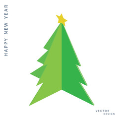 Christmas Tree with Star. Happy New Year Vector Design, perfect for greeting cards, posters, and festive decorations.