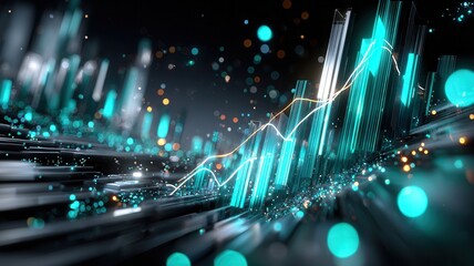 Digital city visualizing data flow, network communication, and smart against a technology dark background