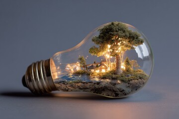 Light Bulb with Landscape Inside