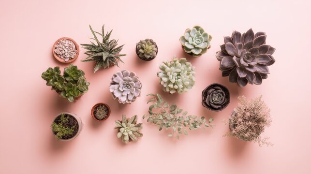 Minimalist succulent header scene with copy space on a pink backdrop