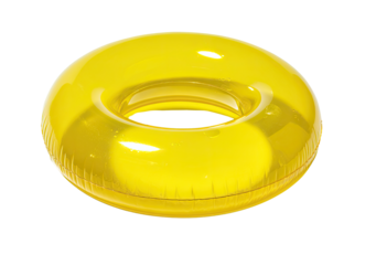 Bright yellow inflatable circular pool float