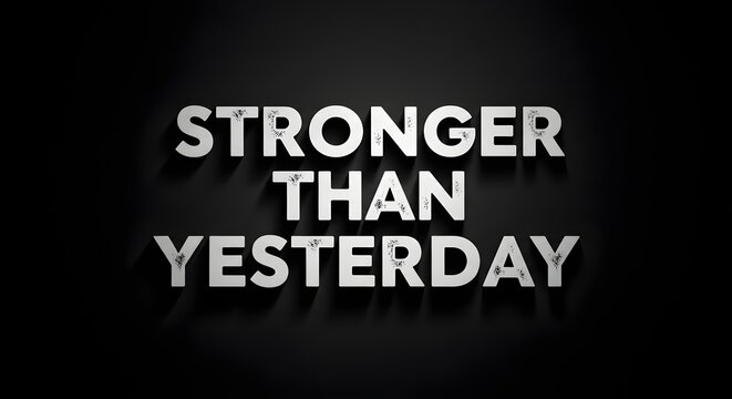 Inspirational quote displayed with bold 3D text on a dark background emphasizing strength and resilience for motivation and positivity