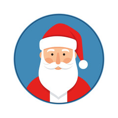 A stylized illustration of Santa Claus's face in a circular avatar against a blue background.