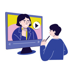 Fototapeta premium Communicating face-to-face virtually through live streaming Illustration 