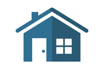 Blue house icon simple flat vector illustration isolated on white background for real estate or home design