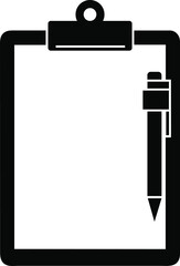 Black Clipboard with Pen Illustration for Document Management and Task Organization Isolated on Transparent Background Vector Format