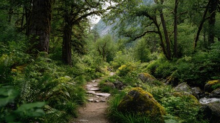 Obraz premium Whispering Trails: A Journey Through a Lush Forest