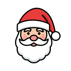 A simple, stylized illustration of Santa Claus's face with his iconic red hat and white beard.