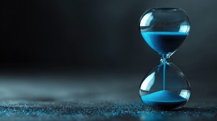 Blue Hourglass Business Concept: Deadline and Urgency