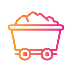 a flat gradient outline icon of a mining cart for web and graphic design
