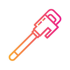 a flat gradient outline icon of a pipe wrench for web and graphic design