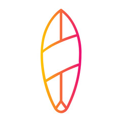 a flat gradient outline icon of a surfboard for web and graphic design