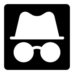 Minimalist Outline Hat and Glasses Silhouette Icon for Incognito Mode