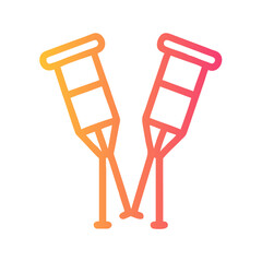a flat gradient outline icon of crutches for web and graphic design