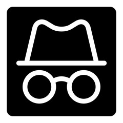 Minimalist Outline Hat and Glasses Silhouette Icon for Incognito Mode