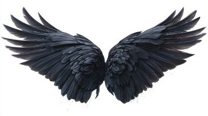 Obraz premium Monochrome illustration of black wings against a bright white canvas