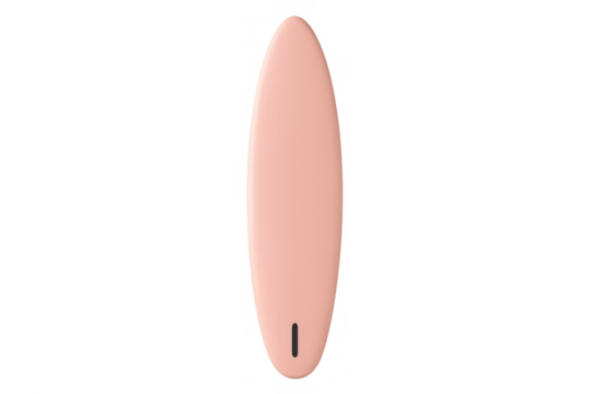 Pink longboard surfboard for surfing isolated on a transparent background, summer watersports equipment