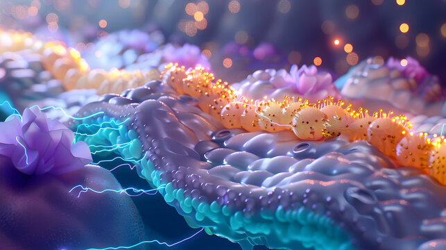 Highly detailed 3D illustration of the plasma membrane showing molecular structure and cellular components.