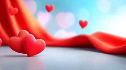 Vibrant red hearts pattern on calming blue background illustrating love and affection themes.