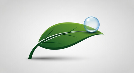 Green leaf with water drop vector illustration for nature and environment related designs and projects