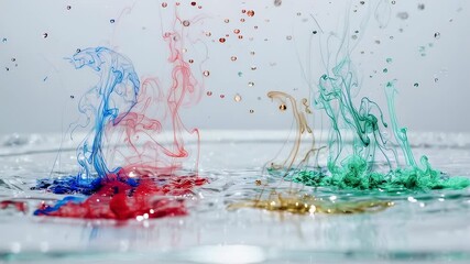 Colored inks diffusing in water, ethereal and fluid - Powered by Adobe