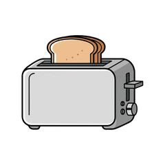A vibrant illustration showcasing a classic kitchen appliance, an electric toaster, preparing two slices of delicious golden-brown bread for a quick and comforting morning meal