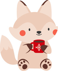 Fox Holding Hot Chocolate Illustration