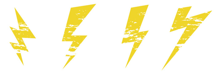 Lightning bolt icon with grunge texture. . Ideal for energy, electricity, power, punk, and graphic design themes. Vector eps 10