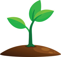 Fresh green sprout growing from soil icon, realistic lighting.