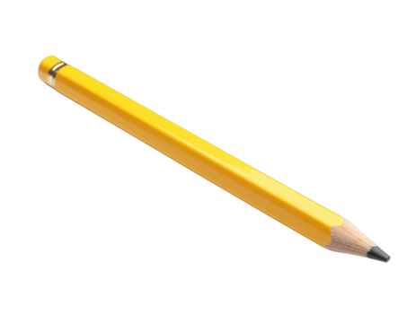 A Yellow Pencil With a Pink Eraser Rests On a Transparent Background Ideal for Educational and Creative Projects