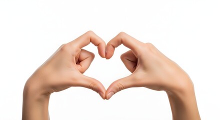 Obraz premium Hands forming heart shape, Two hands making heart shape gesture on white background