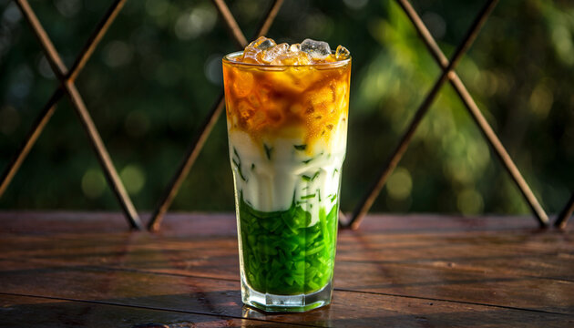 tall glass of es cendol